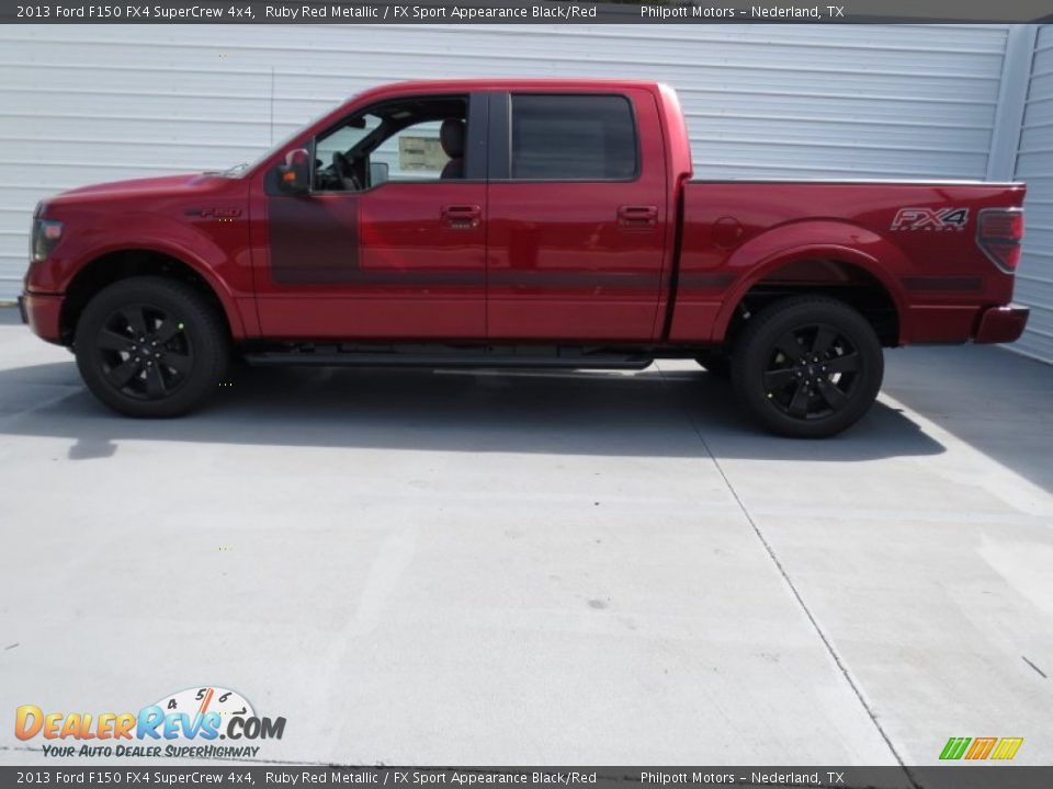 2013 Ford F150 FX4 SuperCrew 4x4 Ruby Red Metallic / FX Sport Appearance Black/Red Photo #5