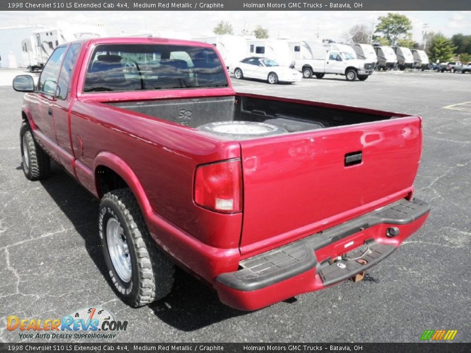 1998 Chevrolet S10 LS Extended Cab 4x4 Medium Red Metallic / Graphite Photo #14