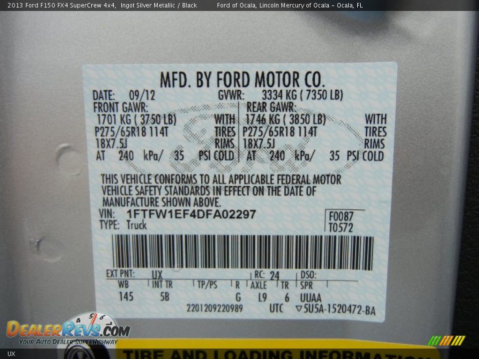 Ford Color Code UX Ingot Silver Metallic