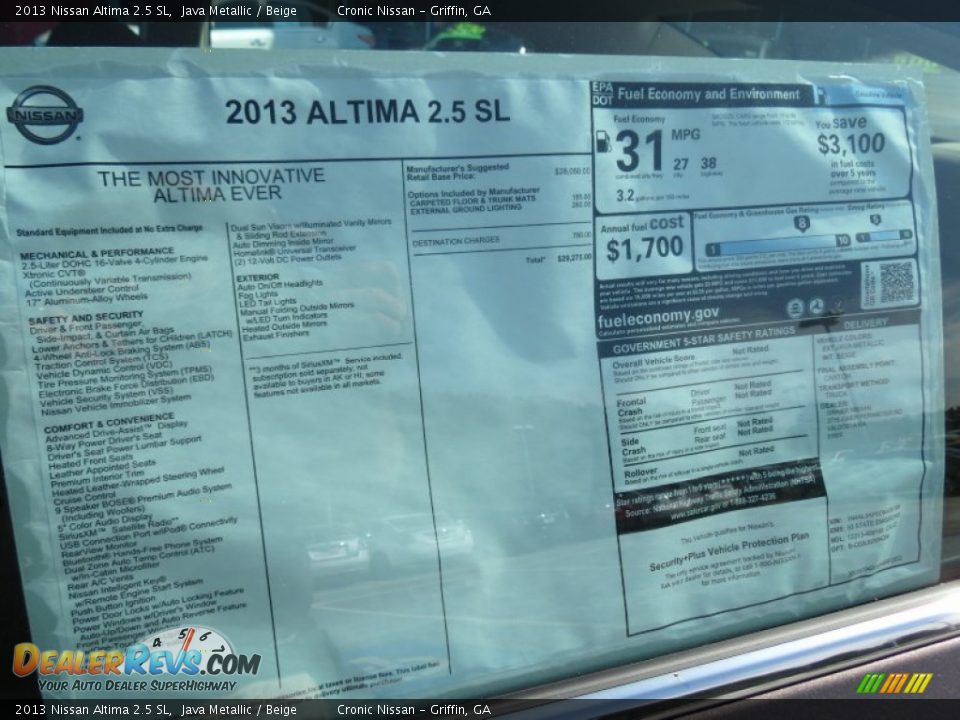 2013 Nissan Altima 2.5 SL Java Metallic / Beige Photo #13
