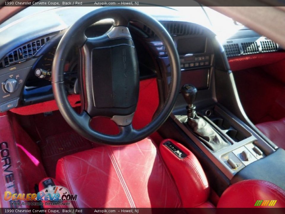 Red Interior - 1990 Chevrolet Corvette Coupe Photo #9