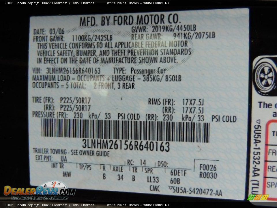 2006 Lincoln Zephyr Black Clearcoat / Dark Charcoal Photo #18