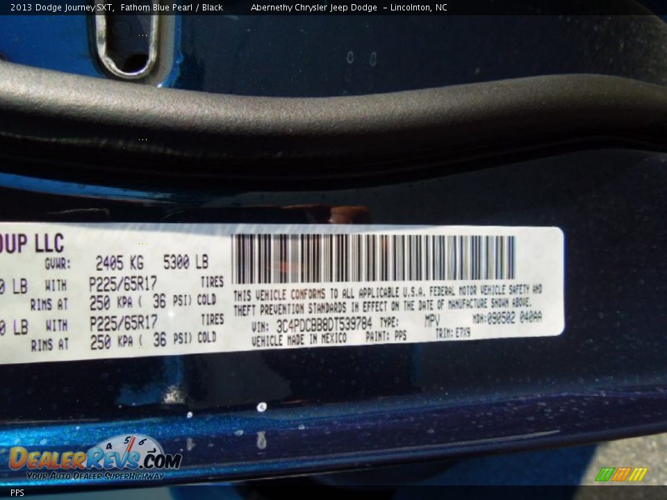 Dodge Color Code PPS Fathom Blue Pearl