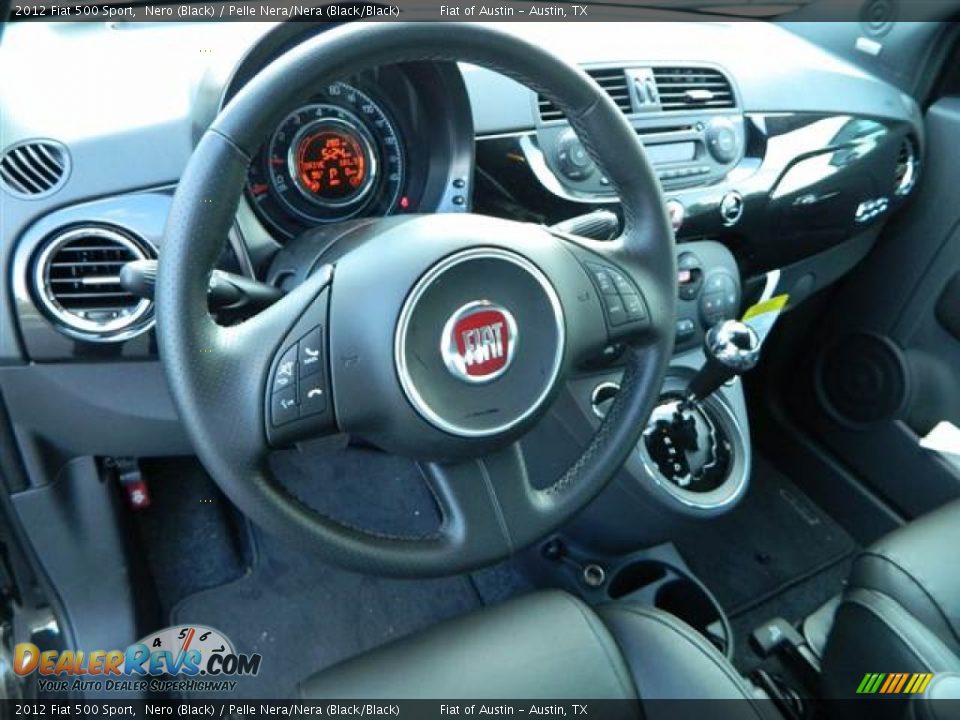 2012 Fiat 500 Sport Nero (Black) / Pelle Nera/Nera (Black/Black) Photo #6