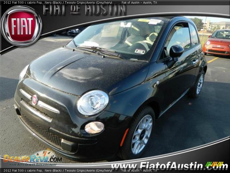 2012 Fiat 500 c cabrio Pop Nero (Black) / Tessuto Grigio/Avorio (Grey/Ivory) Photo #1