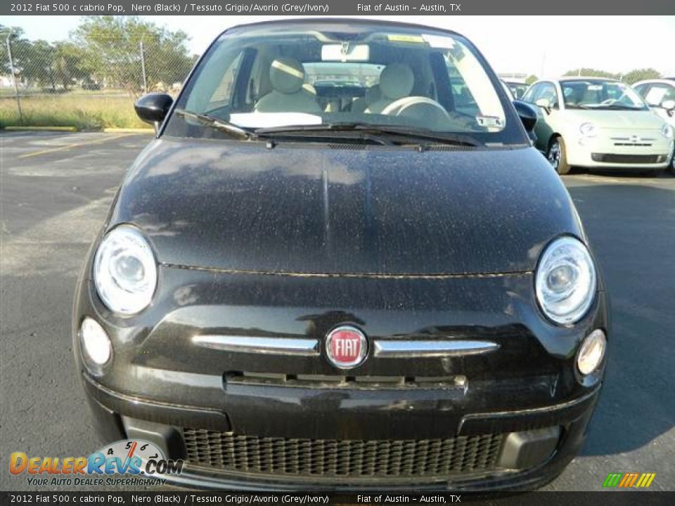 2012 Fiat 500 c cabrio Pop Nero (Black) / Tessuto Grigio/Avorio (Grey/Ivory) Photo #2