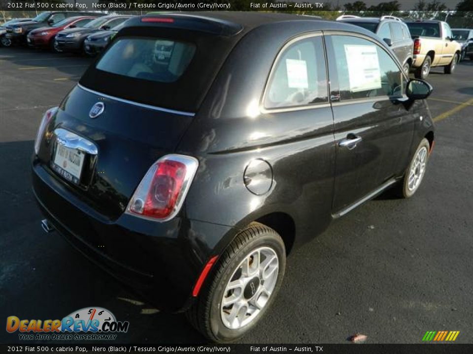 2012 Fiat 500 c cabrio Pop Nero (Black) / Tessuto Grigio/Avorio (Grey/Ivory) Photo #4