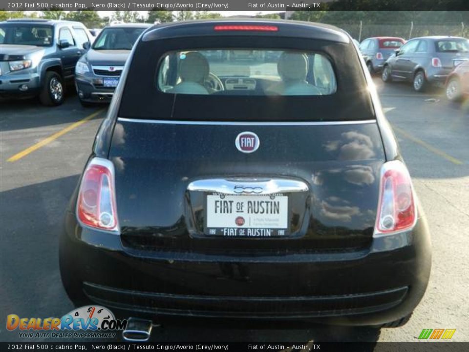 2012 Fiat 500 c cabrio Pop Nero (Black) / Tessuto Grigio/Avorio (Grey/Ivory) Photo #5