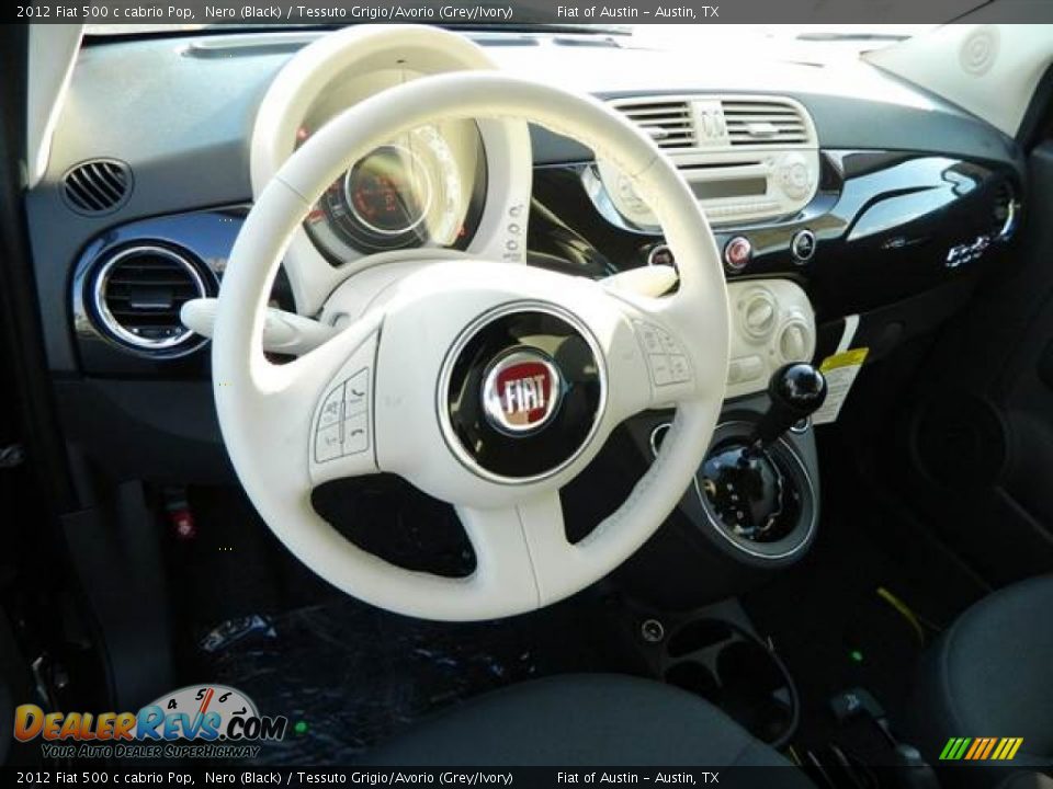 2012 Fiat 500 c cabrio Pop Nero (Black) / Tessuto Grigio/Avorio (Grey/Ivory) Photo #7