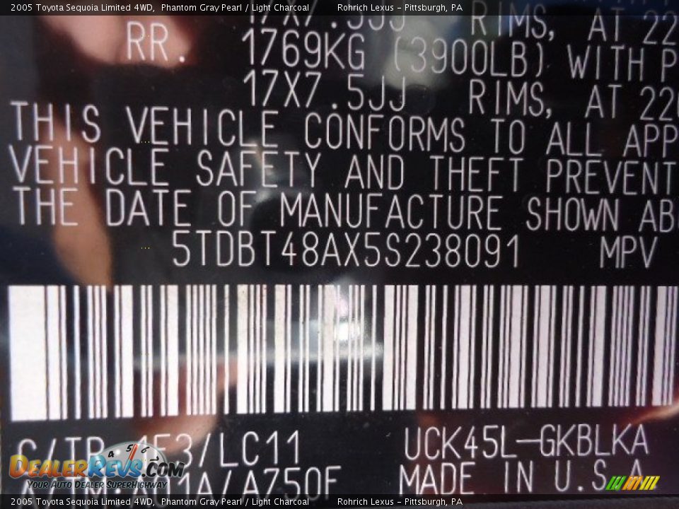 2005 Toyota Sequoia Limited 4WD Phantom Gray Pearl / Light Charcoal Photo #20
