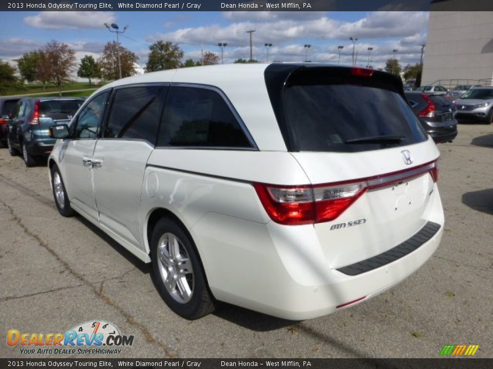 2013 Honda Odyssey Touring Elite White Diamond Pearl / Gray Photo #2