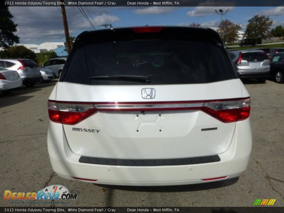 2013 Honda Odyssey Touring Elite White Diamond Pearl / Gray Photo #3