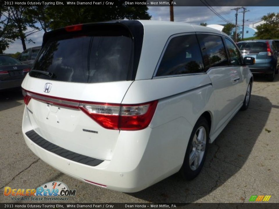 2013 Honda Odyssey Touring Elite White Diamond Pearl / Gray Photo #4