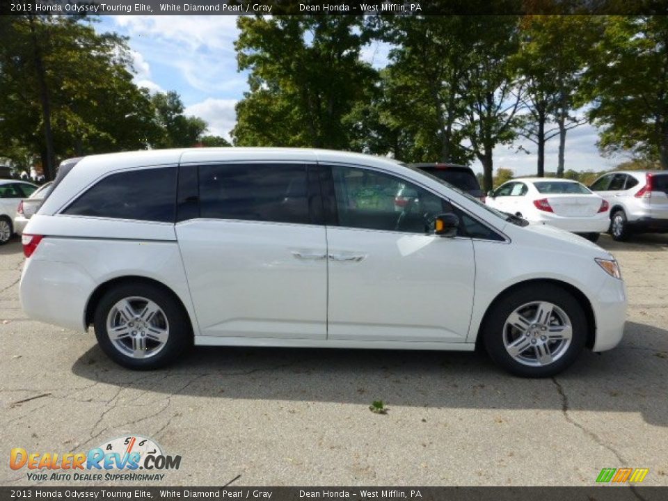 2013 Honda Odyssey Touring Elite White Diamond Pearl / Gray Photo #5