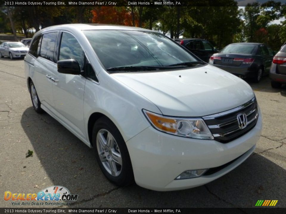 2013 Honda Odyssey Touring Elite White Diamond Pearl / Gray Photo #6