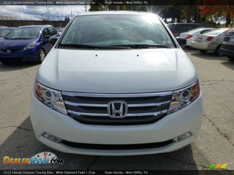 2013 Honda Odyssey Touring Elite White Diamond Pearl / Gray Photo #7