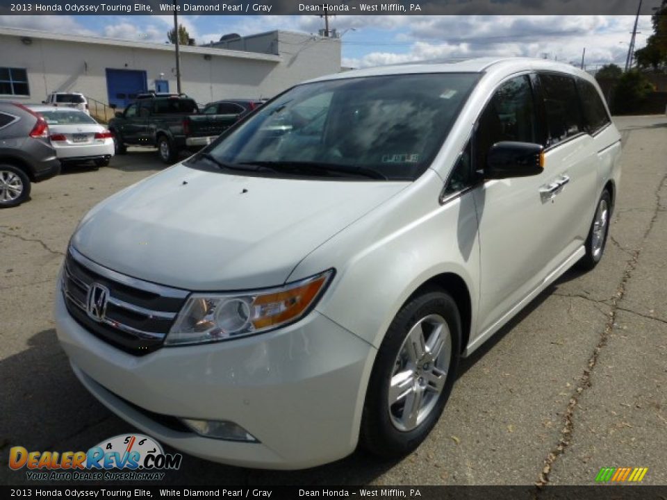 2013 Honda Odyssey Touring Elite White Diamond Pearl / Gray Photo #8