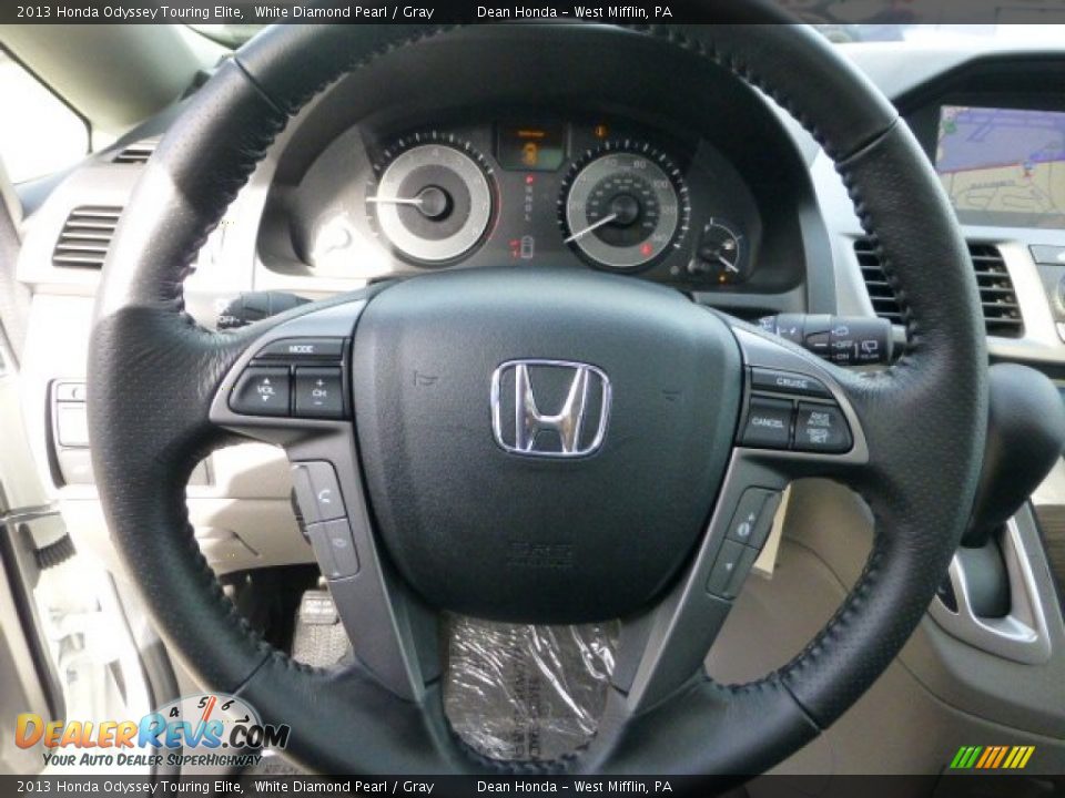 2013 Honda Odyssey Touring Elite White Diamond Pearl / Gray Photo #15