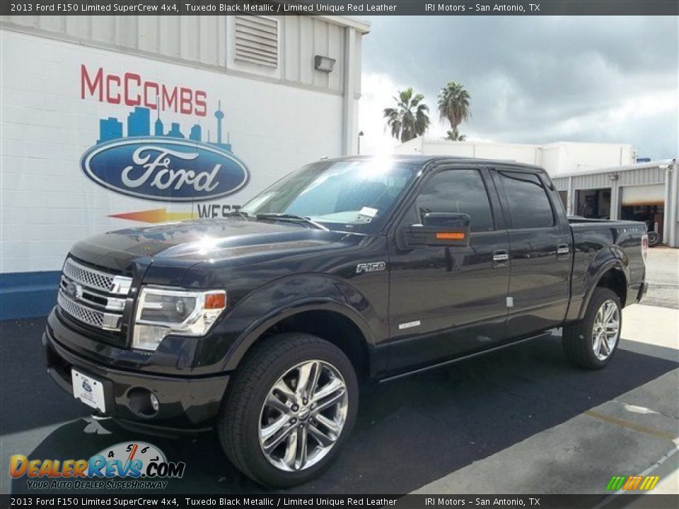 2013 Ford F150 Limited SuperCrew 4x4 Tuxedo Black Metallic / Limited Unique Red Leather Photo #1