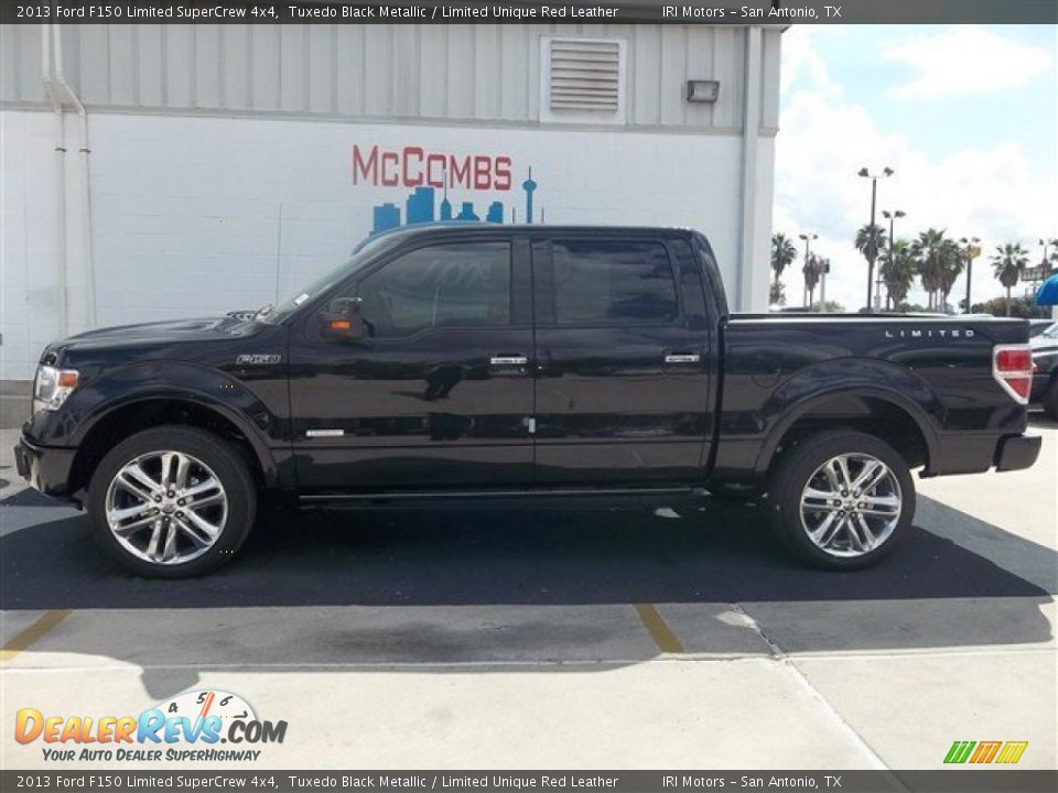 2013 Ford F150 Limited SuperCrew 4x4 Tuxedo Black Metallic / Limited Unique Red Leather Photo #2