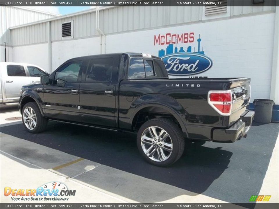 2013 Ford F150 Limited SuperCrew 4x4 Tuxedo Black Metallic / Limited Unique Red Leather Photo #3