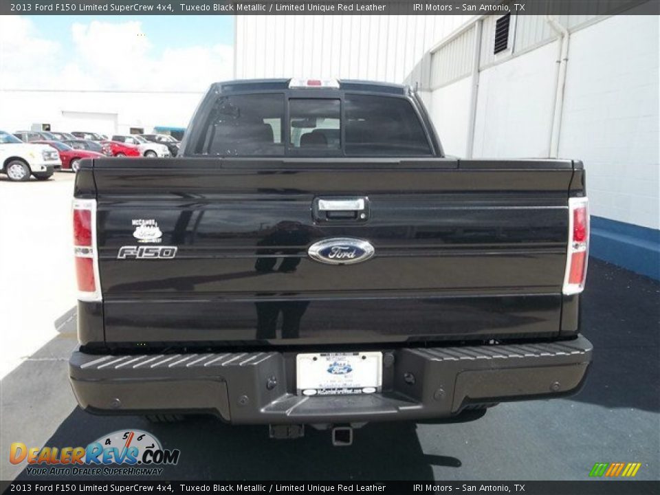 2013 Ford F150 Limited SuperCrew 4x4 Tuxedo Black Metallic / Limited Unique Red Leather Photo #4