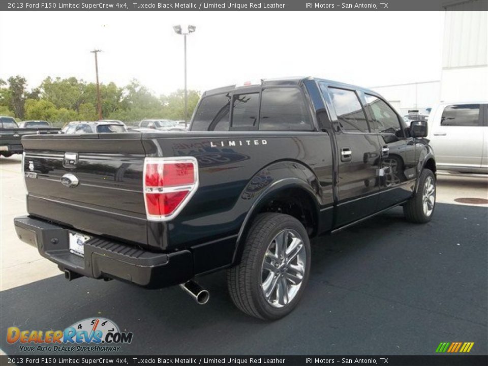 2013 Ford F150 Limited SuperCrew 4x4 Tuxedo Black Metallic / Limited Unique Red Leather Photo #10