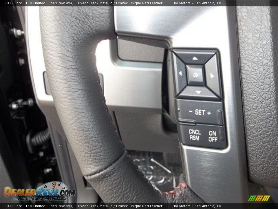 2013 Ford F150 Limited SuperCrew 4x4 Tuxedo Black Metallic / Limited Unique Red Leather Photo #29