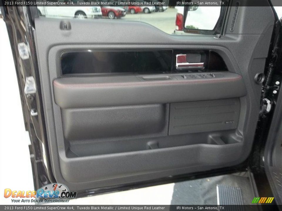 2013 Ford F150 Limited SuperCrew 4x4 Tuxedo Black Metallic / Limited Unique Red Leather Photo #35
