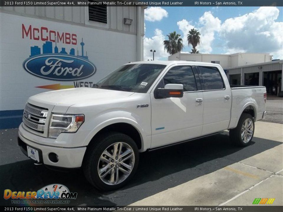 2013 Ford F150 Limited SuperCrew 4x4 White Platinum Metallic Tri-Coat / Limited Unique Red Leather Photo #1