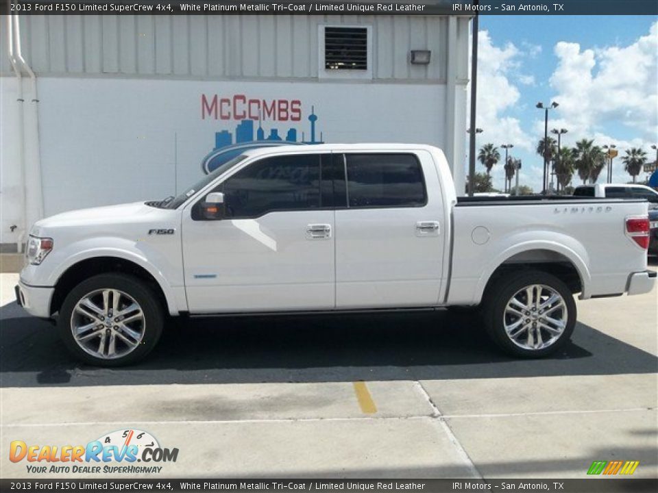2013 Ford F150 Limited SuperCrew 4x4 White Platinum Metallic Tri-Coat / Limited Unique Red Leather Photo #2