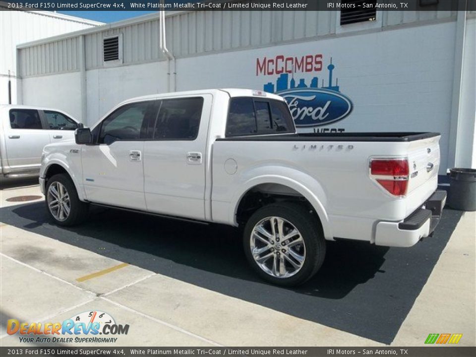 2013 Ford F150 Limited SuperCrew 4x4 White Platinum Metallic Tri-Coat / Limited Unique Red Leather Photo #3