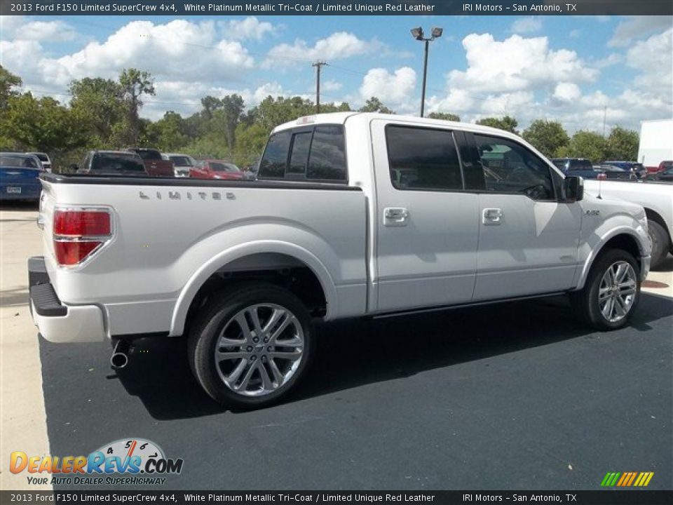 2013 Ford F150 Limited SuperCrew 4x4 White Platinum Metallic Tri-Coat / Limited Unique Red Leather Photo #11
