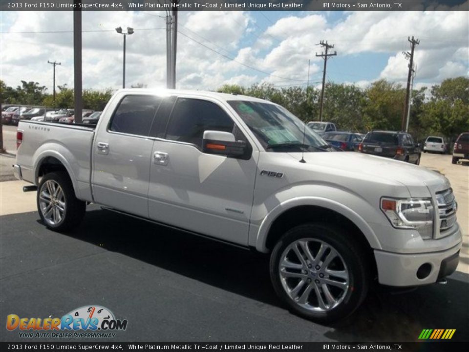 2013 Ford F150 Limited SuperCrew 4x4 White Platinum Metallic Tri-Coat / Limited Unique Red Leather Photo #12