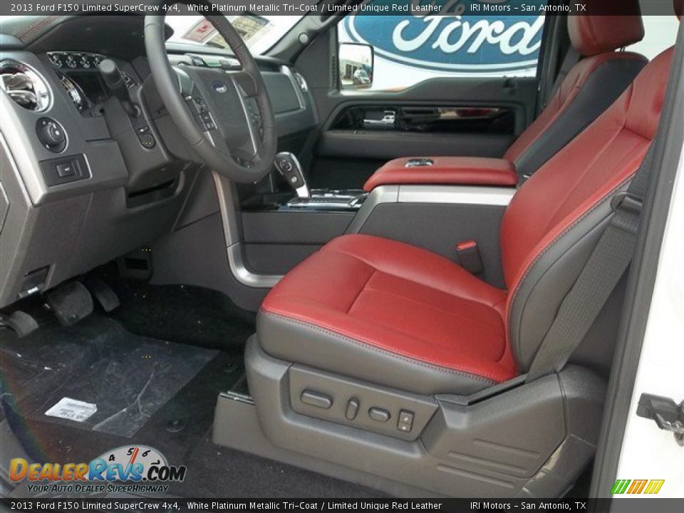 2013 Ford F150 Limited SuperCrew 4x4 White Platinum Metallic Tri-Coat / Limited Unique Red Leather Photo #24