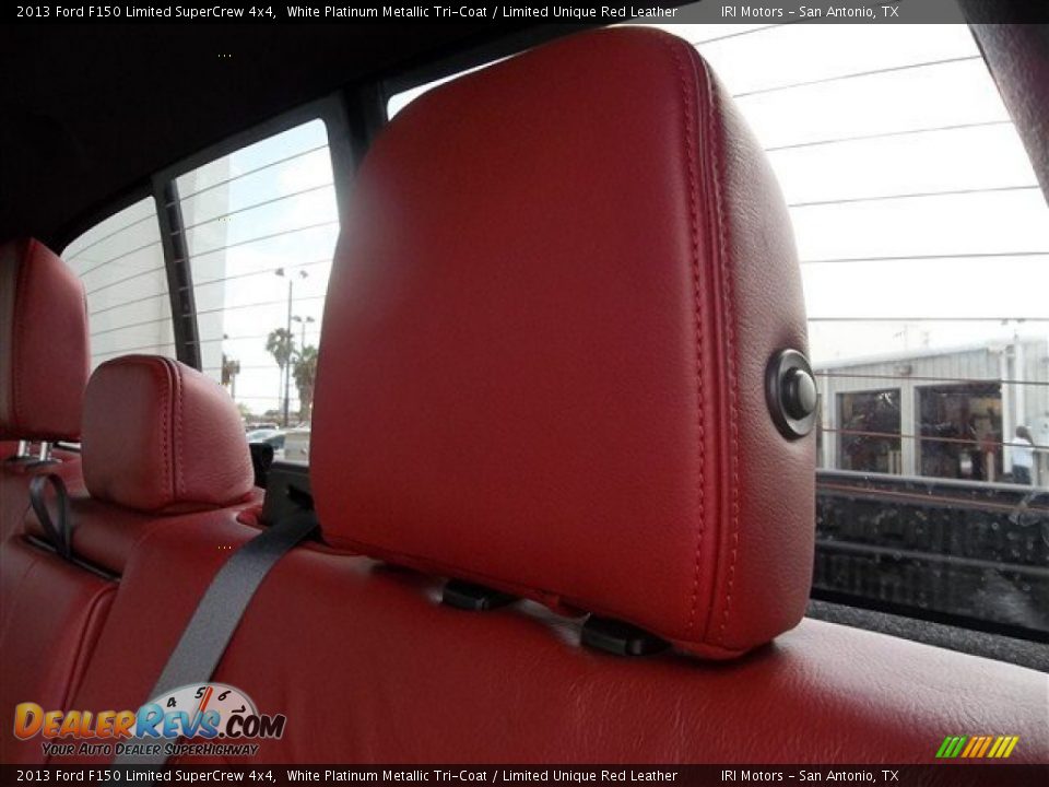 2013 Ford F150 Limited SuperCrew 4x4 White Platinum Metallic Tri-Coat / Limited Unique Red Leather Photo #35