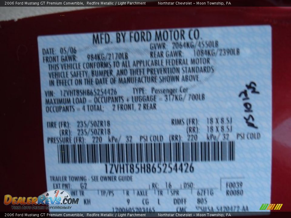 2006 Ford Mustang GT Premium Convertible Redfire Metallic / Light Parchment Photo #20