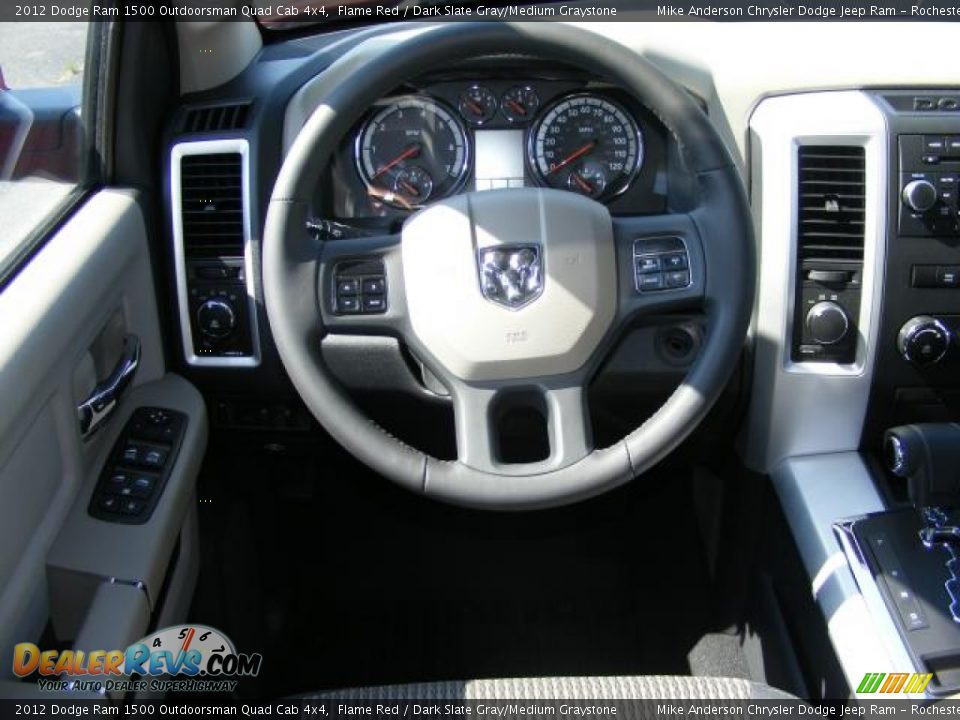 2012 Dodge Ram 1500 Outdoorsman Quad Cab 4x4 Flame Red / Dark Slate Gray/Medium Graystone Photo #3