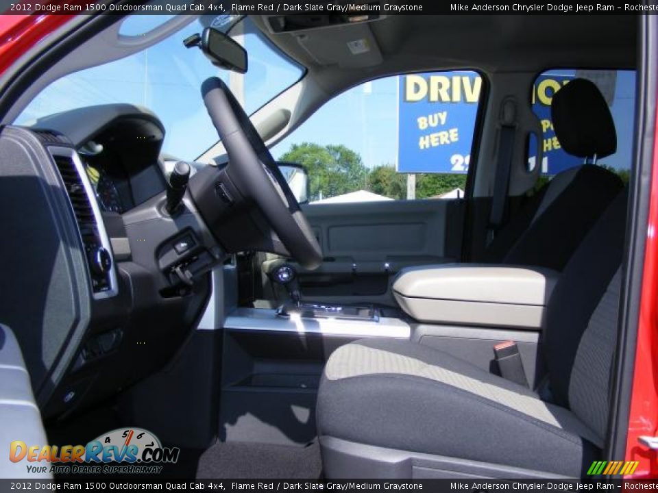 2012 Dodge Ram 1500 Outdoorsman Quad Cab 4x4 Flame Red / Dark Slate Gray/Medium Graystone Photo #5