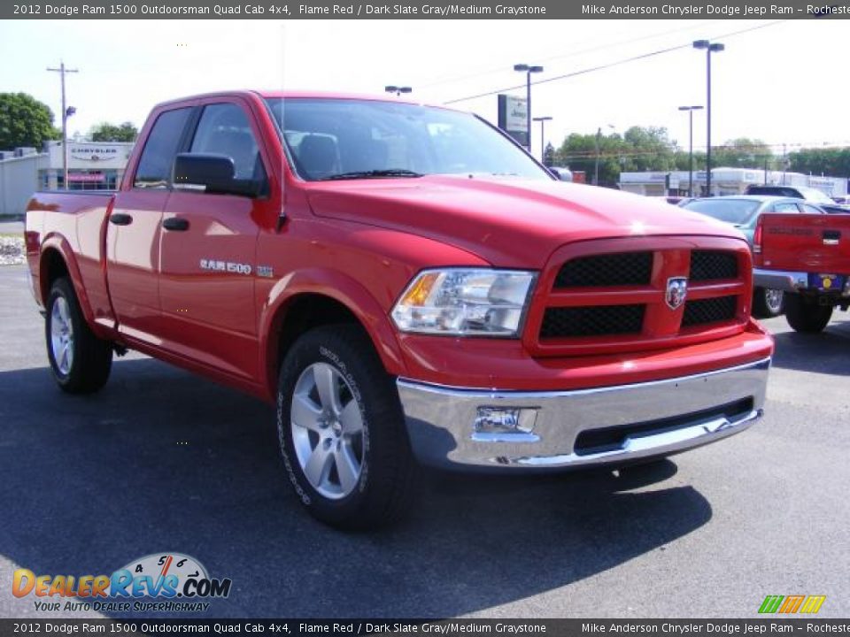 2012 Dodge Ram 1500 Outdoorsman Quad Cab 4x4 Flame Red / Dark Slate Gray/Medium Graystone Photo #9