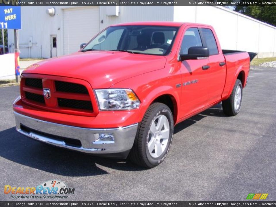 2012 Dodge Ram 1500 Outdoorsman Quad Cab 4x4 Flame Red / Dark Slate Gray/Medium Graystone Photo #10