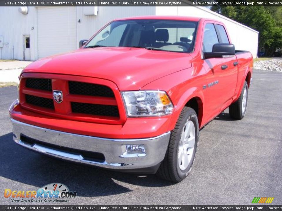 2012 Dodge Ram 1500 Outdoorsman Quad Cab 4x4 Flame Red / Dark Slate Gray/Medium Graystone Photo #11