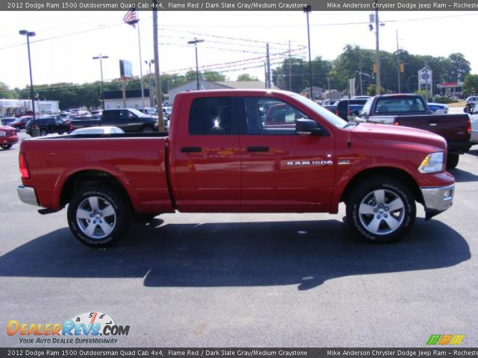 2012 Dodge Ram 1500 Outdoorsman Quad Cab 4x4 Flame Red / Dark Slate Gray/Medium Graystone Photo #15