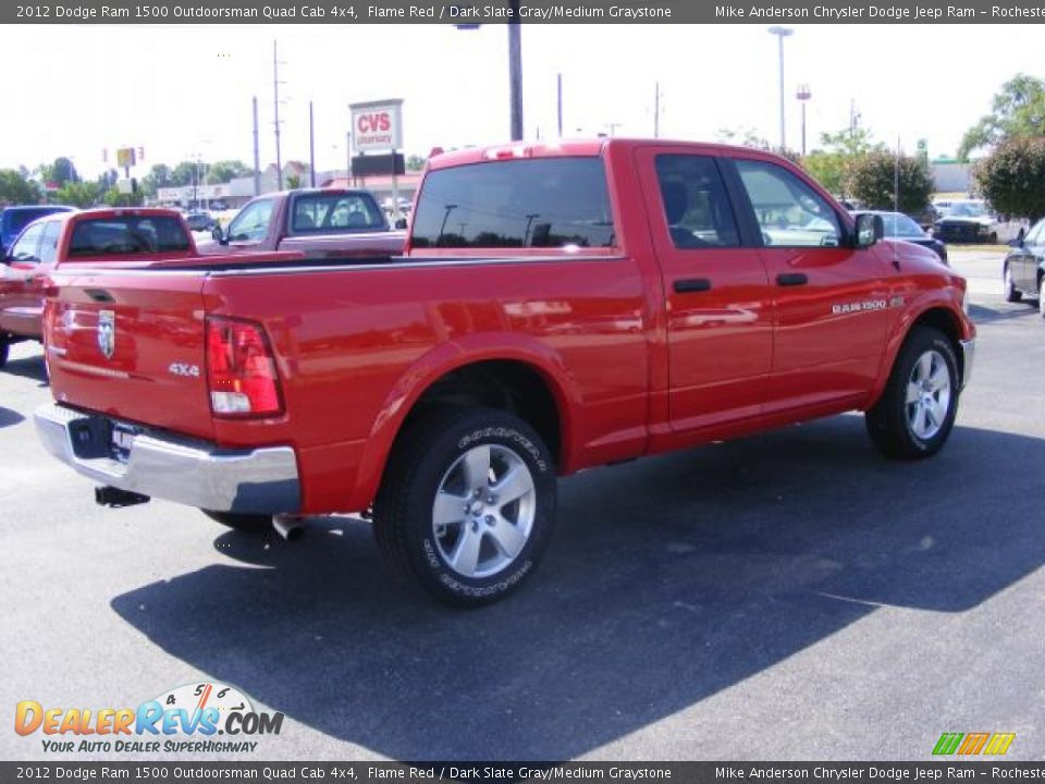 2012 Dodge Ram 1500 Outdoorsman Quad Cab 4x4 Flame Red / Dark Slate Gray/Medium Graystone Photo #16