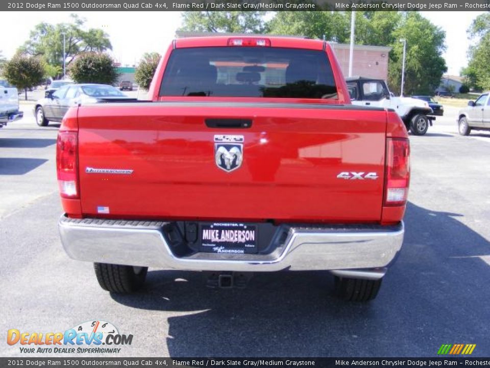 2012 Dodge Ram 1500 Outdoorsman Quad Cab 4x4 Flame Red / Dark Slate Gray/Medium Graystone Photo #17