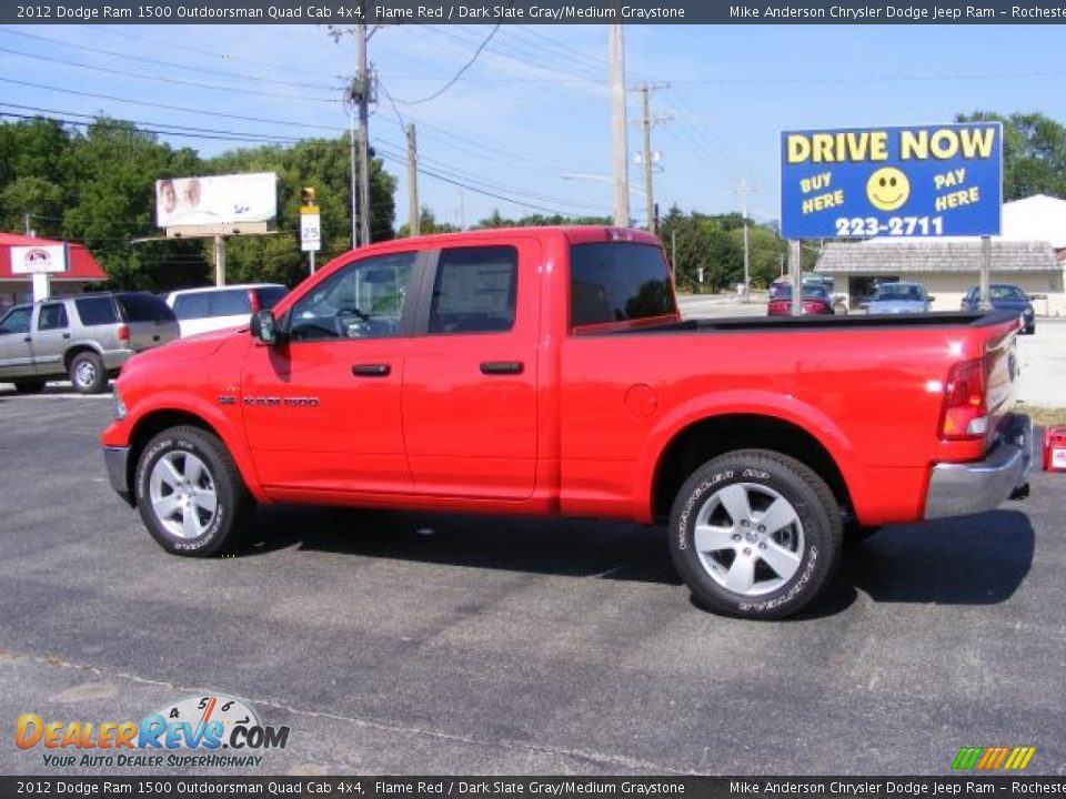 2012 Dodge Ram 1500 Outdoorsman Quad Cab 4x4 Flame Red / Dark Slate Gray/Medium Graystone Photo #19