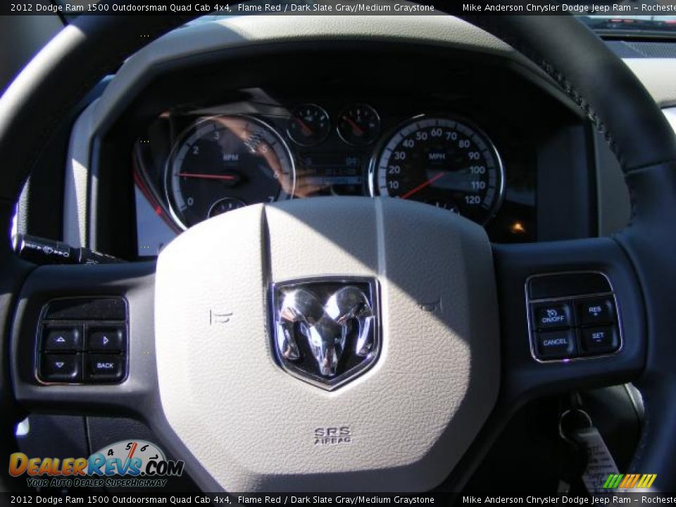 2012 Dodge Ram 1500 Outdoorsman Quad Cab 4x4 Flame Red / Dark Slate Gray/Medium Graystone Photo #24