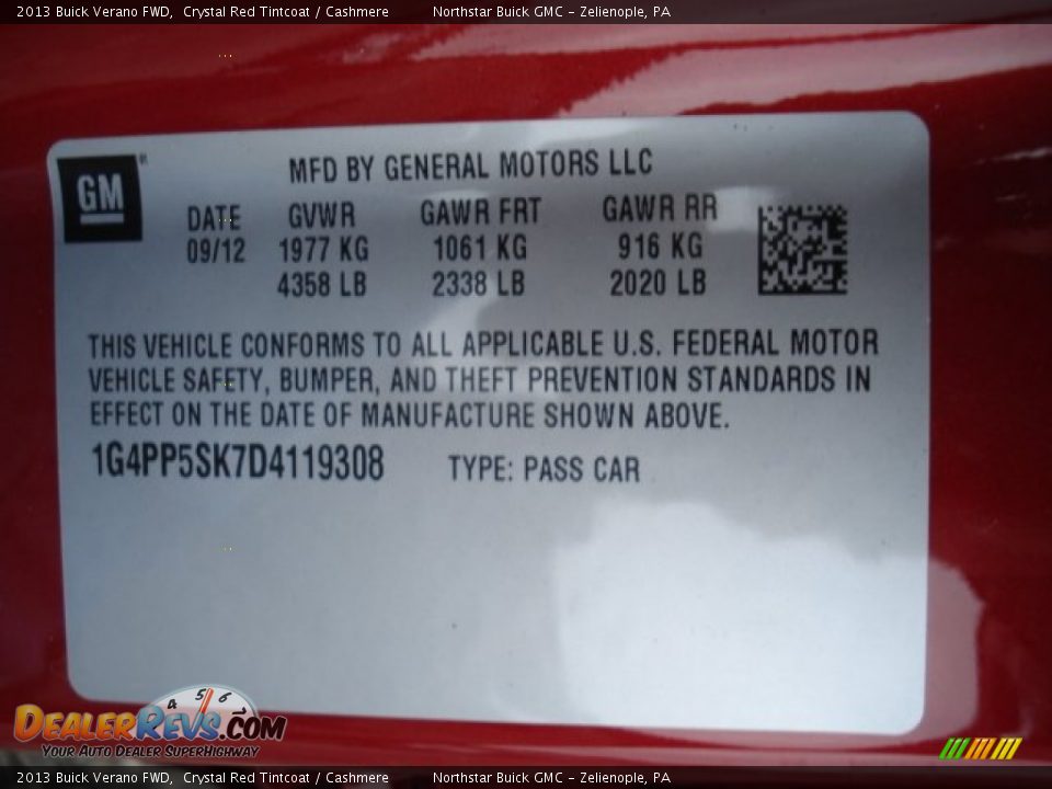 2013 Buick Verano FWD Crystal Red Tintcoat / Cashmere Photo #20