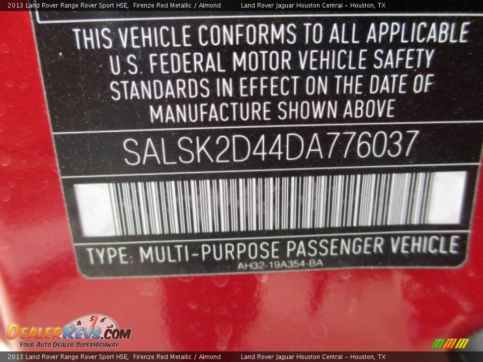 2013 Land Rover Range Rover Sport HSE Firenze Red Metallic / Almond Photo #17