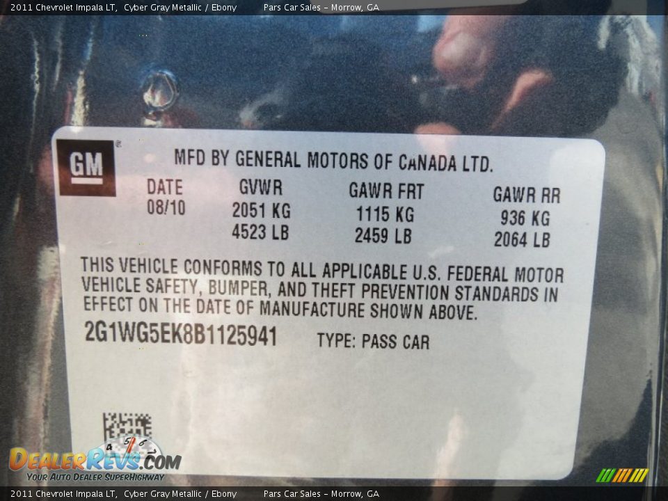 2011 Chevrolet Impala LT Cyber Gray Metallic / Ebony Photo #15